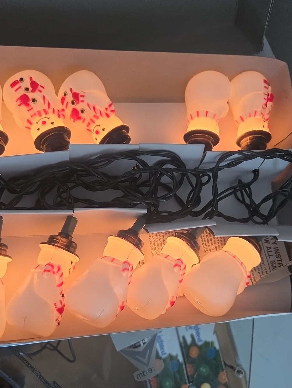 10 Light Set - Snowman Design, White Holiday Christmas Vintage